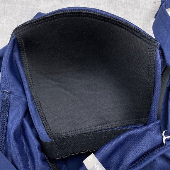 Lands End Tankini Top Women 6 Blue Blouson‎ Pad Bra Adj Strap Nylon Spandex Swim - Picture 7 of 9